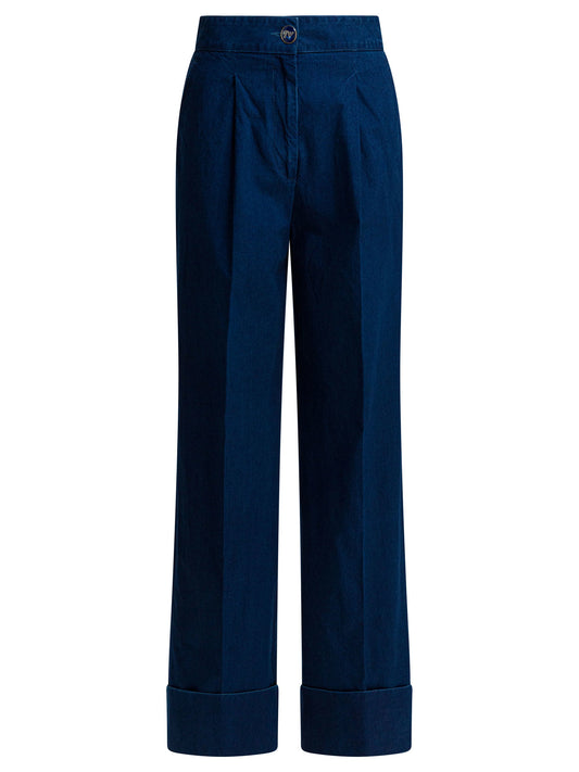Valentino Wide-leg jeans with pleats - Blue