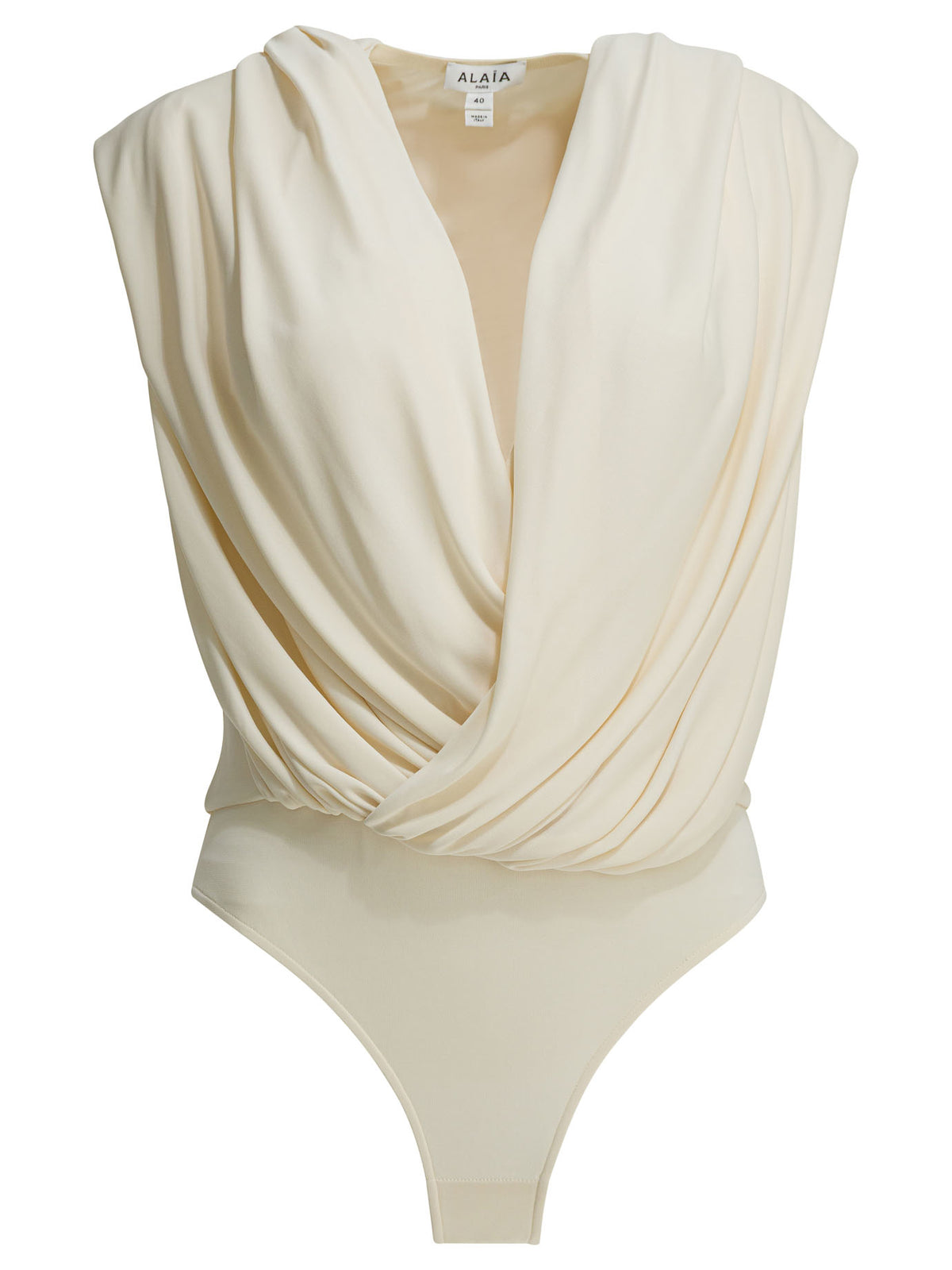 AlaïA Draped bodysuit with hood - White
