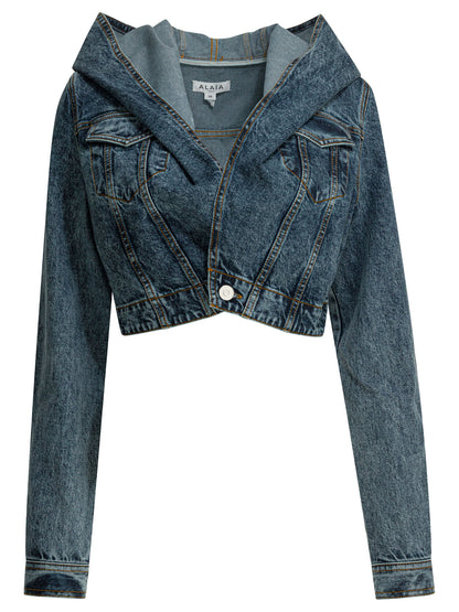 AlaïA Denim jacket with hood - Light Blue