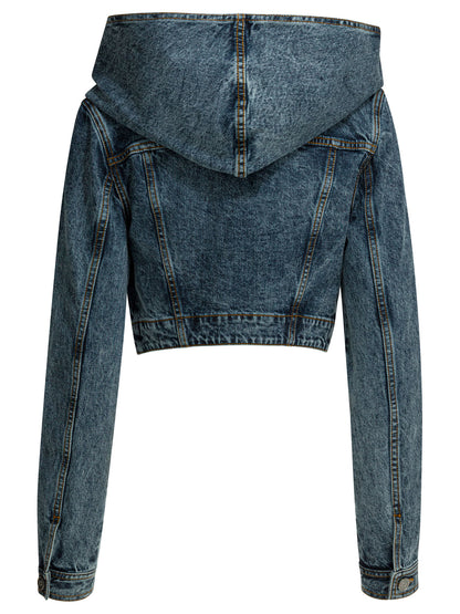 AlaïA Denim jacket with hood - Light Blue