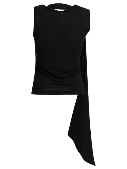 Ami Paris Sleeveless top with lavalliere - Black