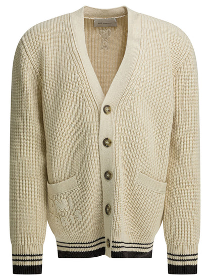 Ami Paris Wool cardigan with logo - White
