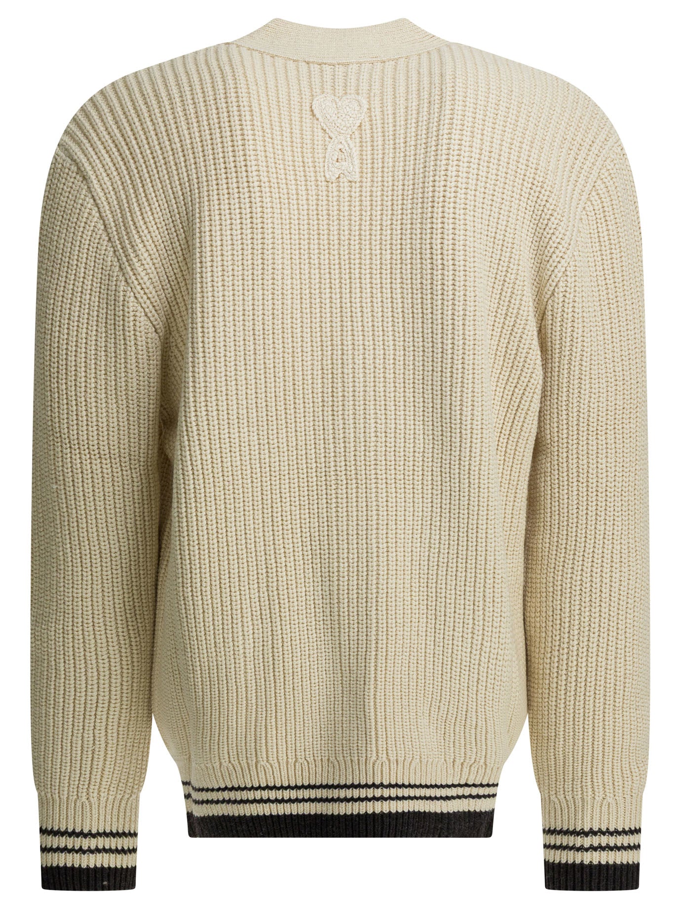 Ami Paris Wool cardigan with logo - White