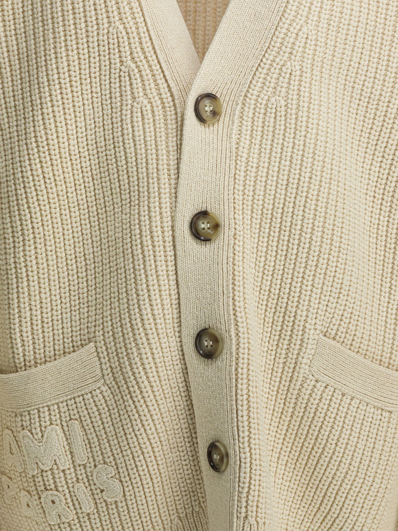 Ami Paris Wool cardigan with logo - White