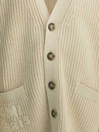 Ami Paris Wool cardigan with logo - White