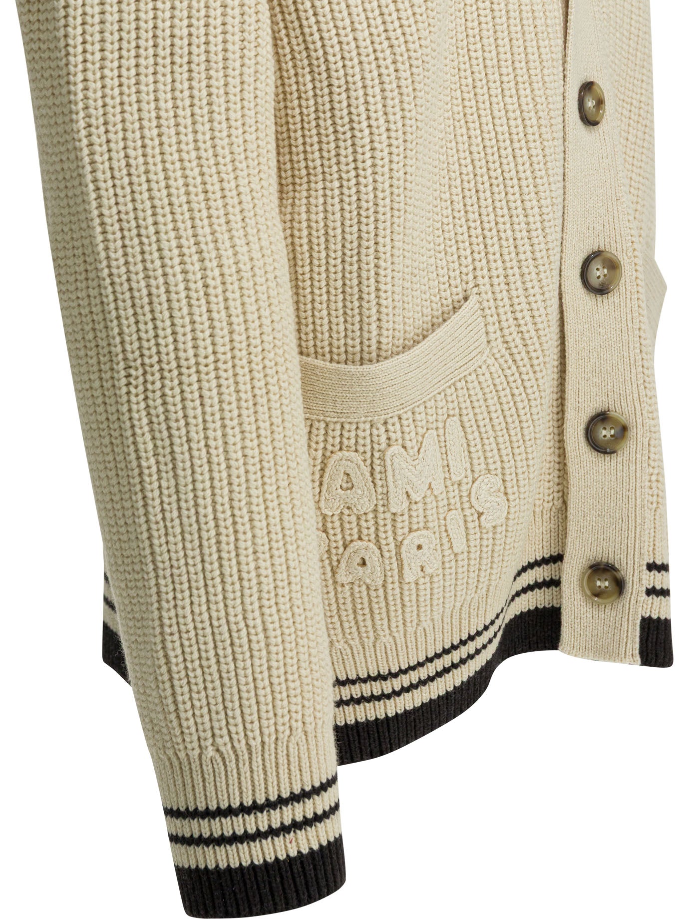 Ami Paris Wool cardigan with logo - White