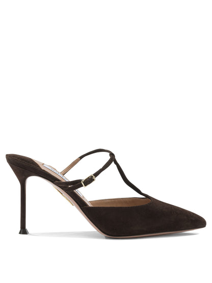 Aquazzura "Sorbonne 85 mm" Mules - Brown