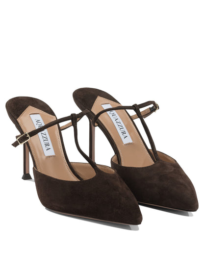 Aquazzura "Sorbonne 85 mm" Mules - Brown