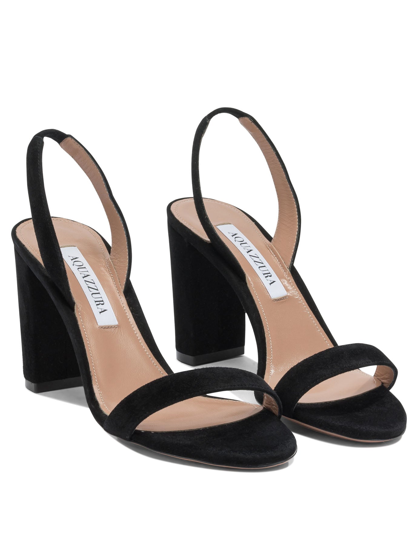 Aquazzura "So Nude Block 85mm" Heeled Sandals - Black