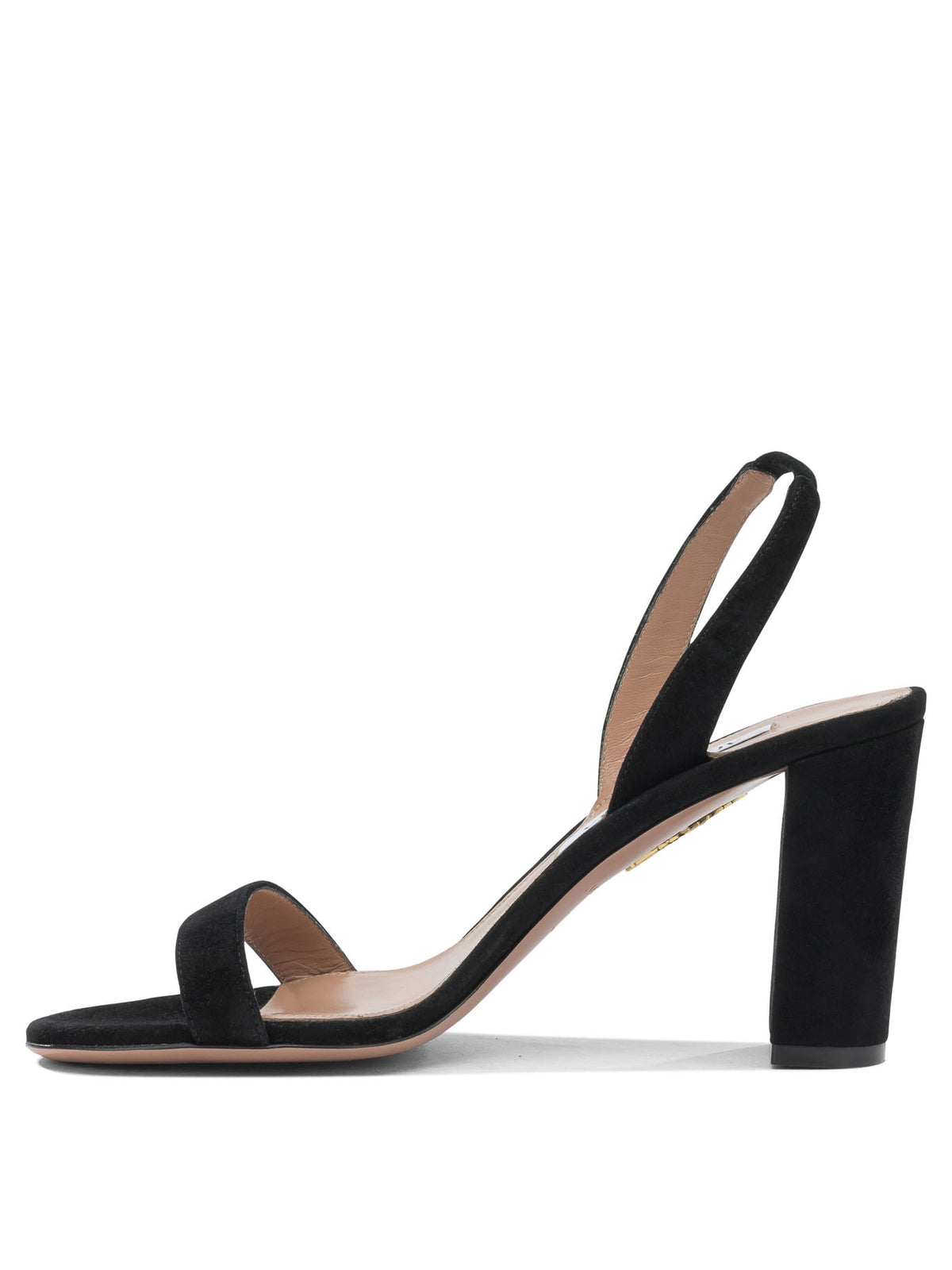Aquazzura "So Nude Block 85mm" Heeled Sandals - Black