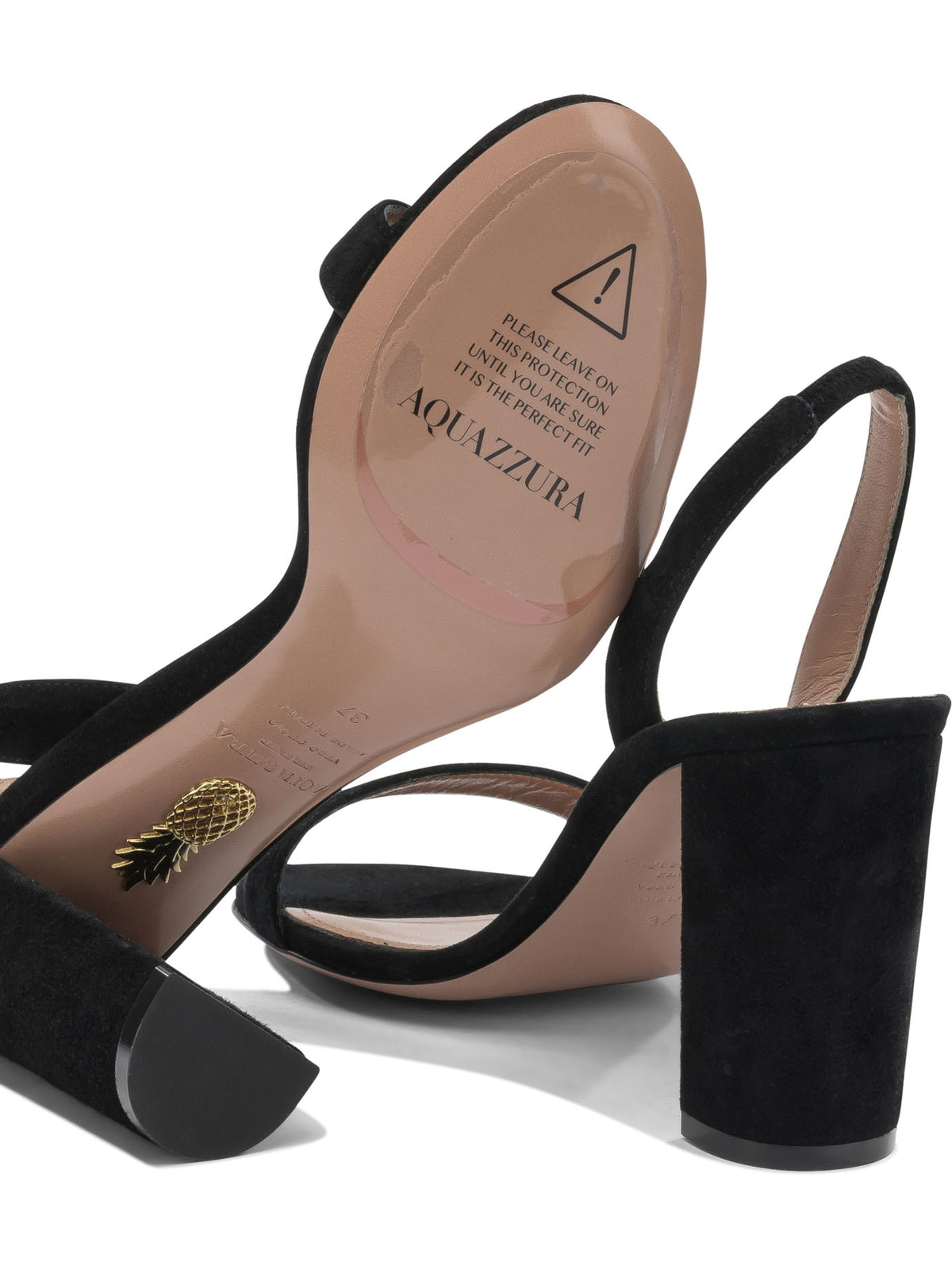 Aquazzura "So Nude Block 85mm" Heeled Sandals - Black