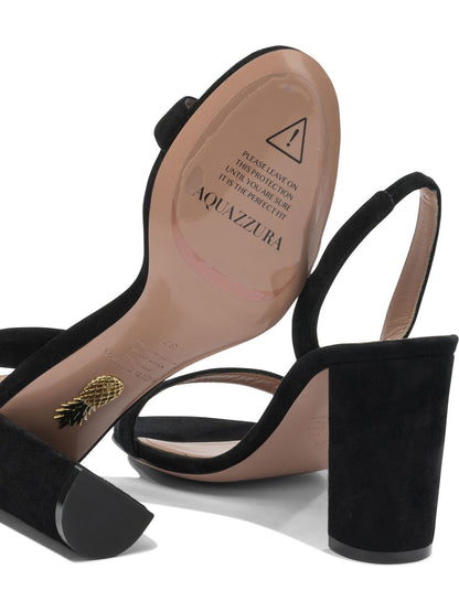 Aquazzura "So Nude Block 85mm" Heeled Sandals - Black