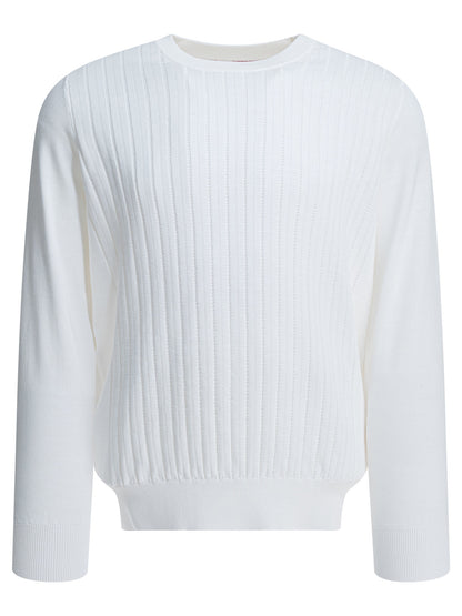 Brunello Cucinelli Ribbed crew-neck sweater - White
