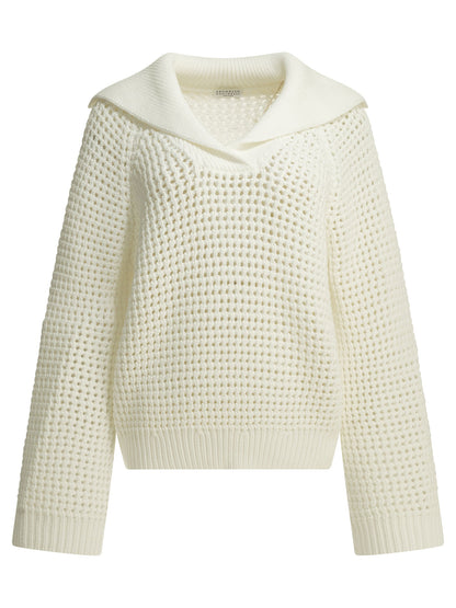 Brunello Cucinelli Cotton V-neck sweater - White