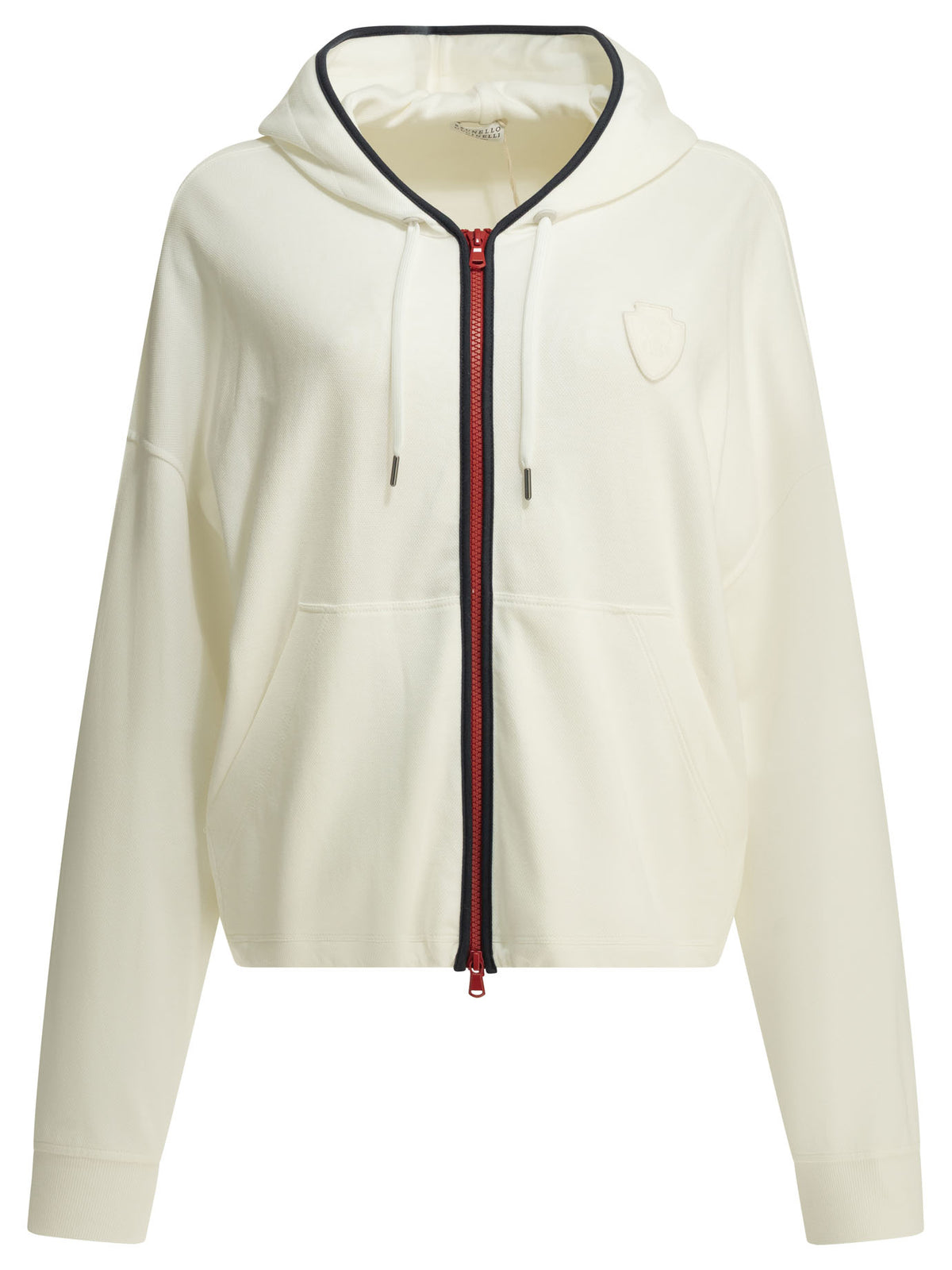 Brunello Cucinelli Zip-up Sweatshirt with Logo - White