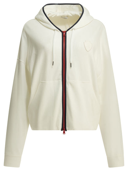 Brunello Cucinelli Zip-up Sweatshirt with Logo - White