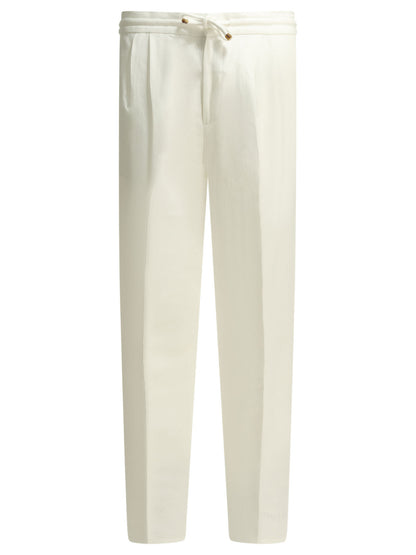 Brunello Cucinelli Casual linen and cotton pants - White