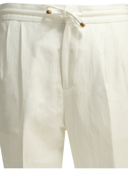 Brunello Cucinelli Casual linen and cotton pants - White