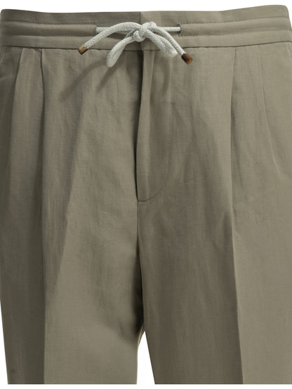 Brunello Cucinelli Casual linen and cotton pants - Beige
