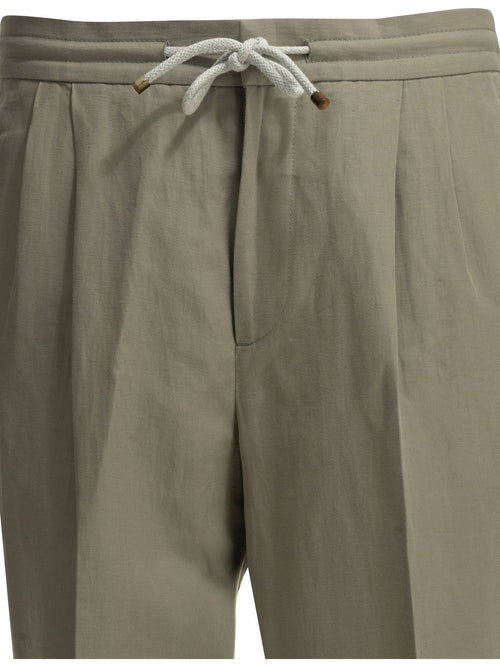 Brunello Cucinelli Casual linen and cotton pants - Beige