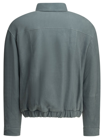 Brunello Cucinelli Nubuck leather jacket - Light Blue