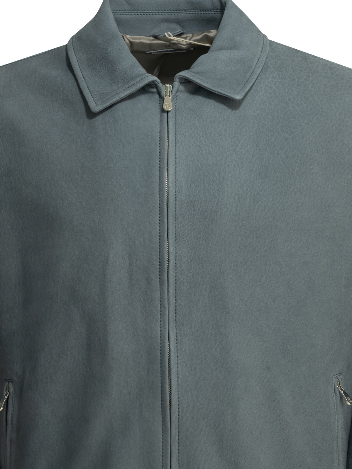 Brunello Cucinelli Nubuck leather jacket - Light Blue