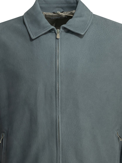 Brunello Cucinelli Nubuck leather jacket - Light Blue