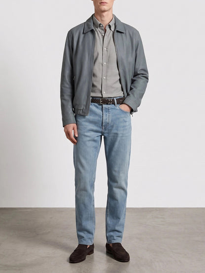 Brunello Cucinelli Nubuck leather jacket - Light Blue