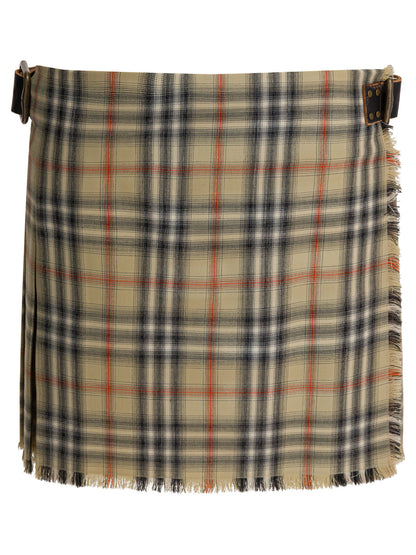 Burberry Wool "Check" mini kilt - Beige