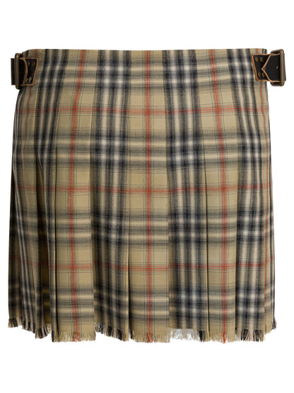 Burberry Wool "Check" mini kilt - Beige