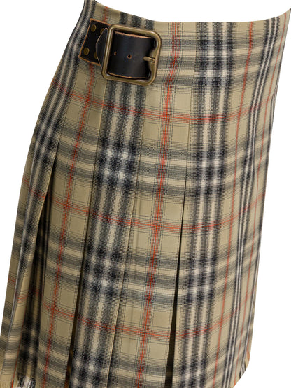 Burberry Wool "Check" mini kilt - Beige