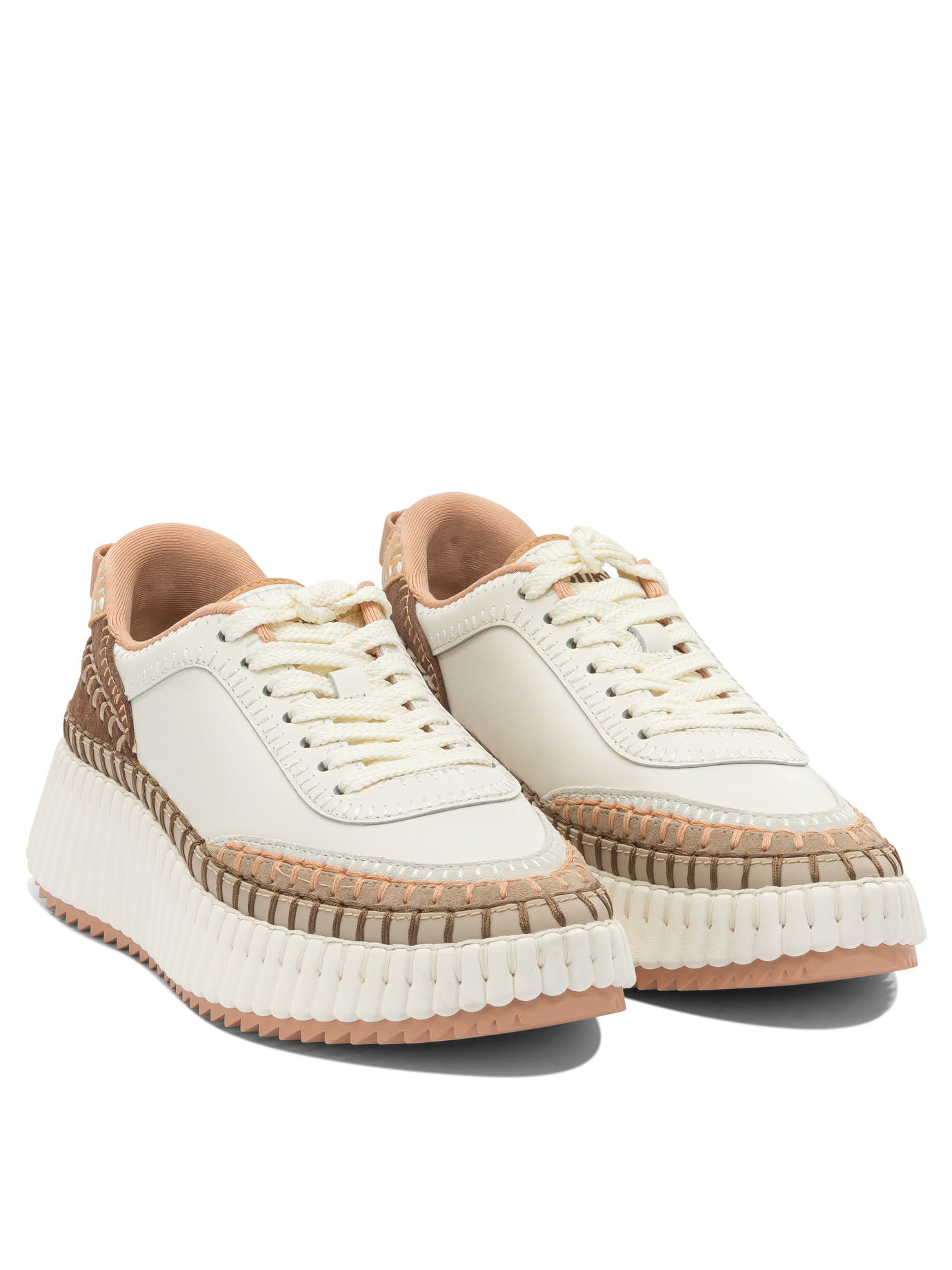 Chloé "Nama" Low-Top Sneakers - Beige