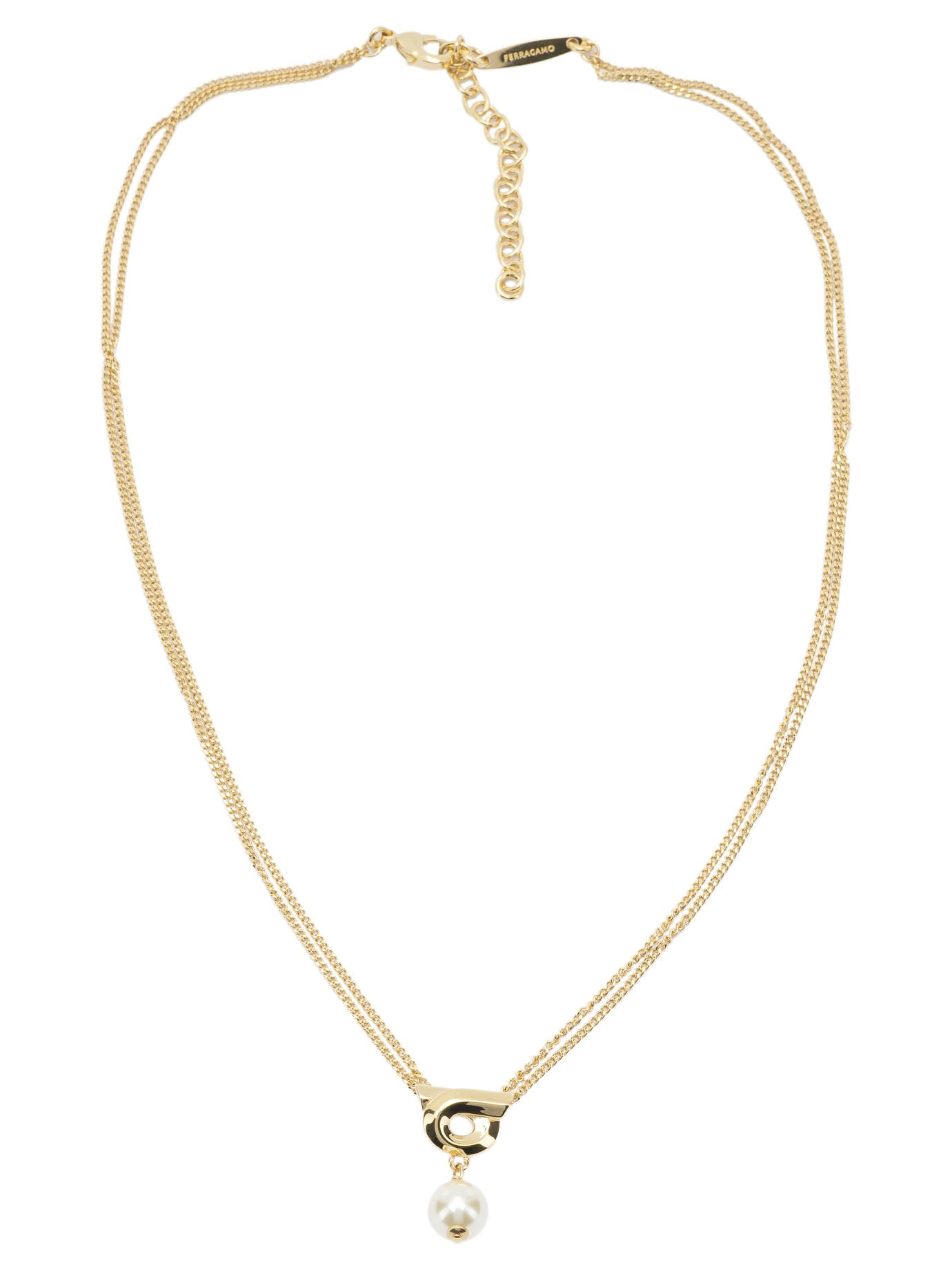 Ferragamo "Gancini" necklace with pearl - Gold
