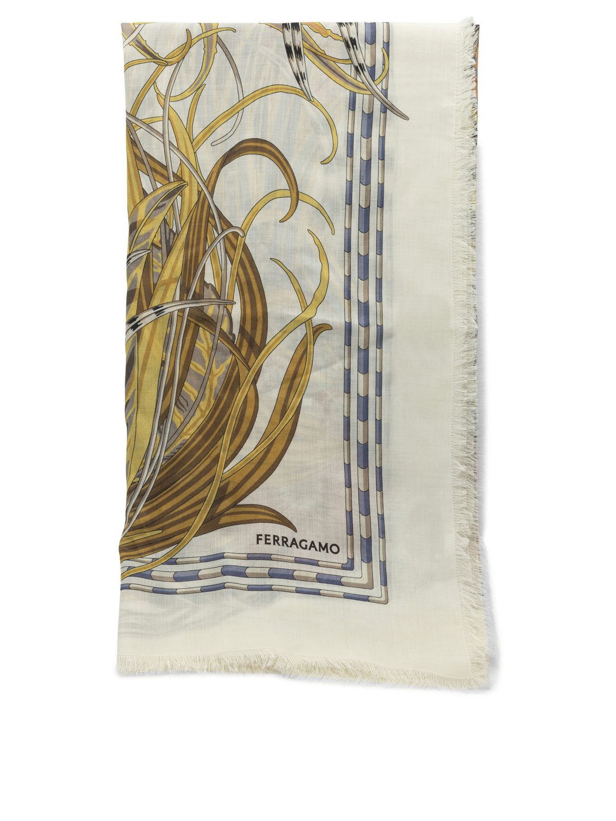 Ferragamo "Rooster" cashmere and silk scarf - Black