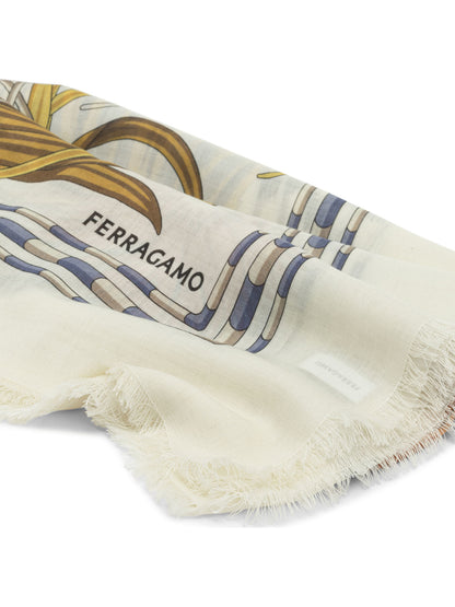 Ferragamo "Rooster" cashmere and silk scarf - Black