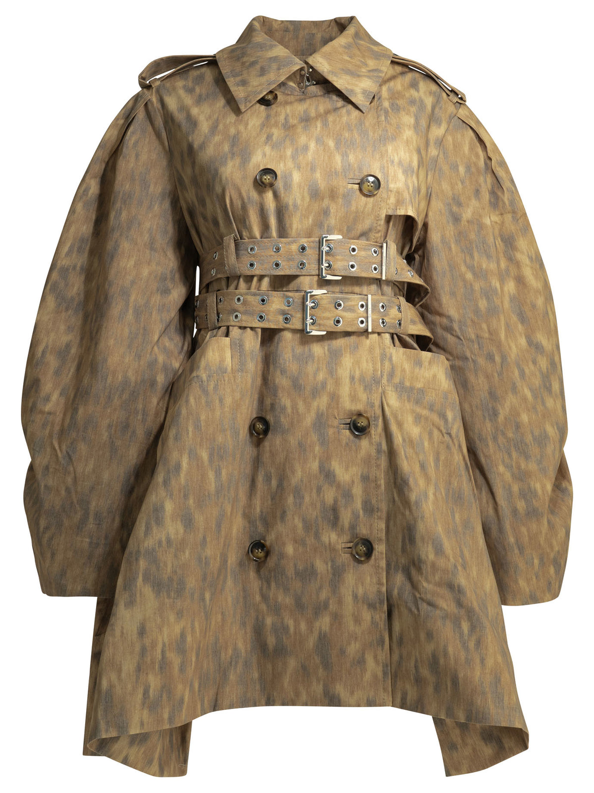 Ganni Animal print trench coat - Beige