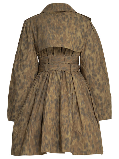 Ganni Animal print trench coat - Beige