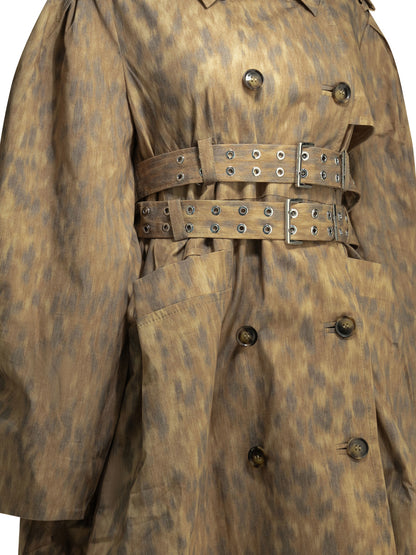 Ganni Animal print trench coat - Beige