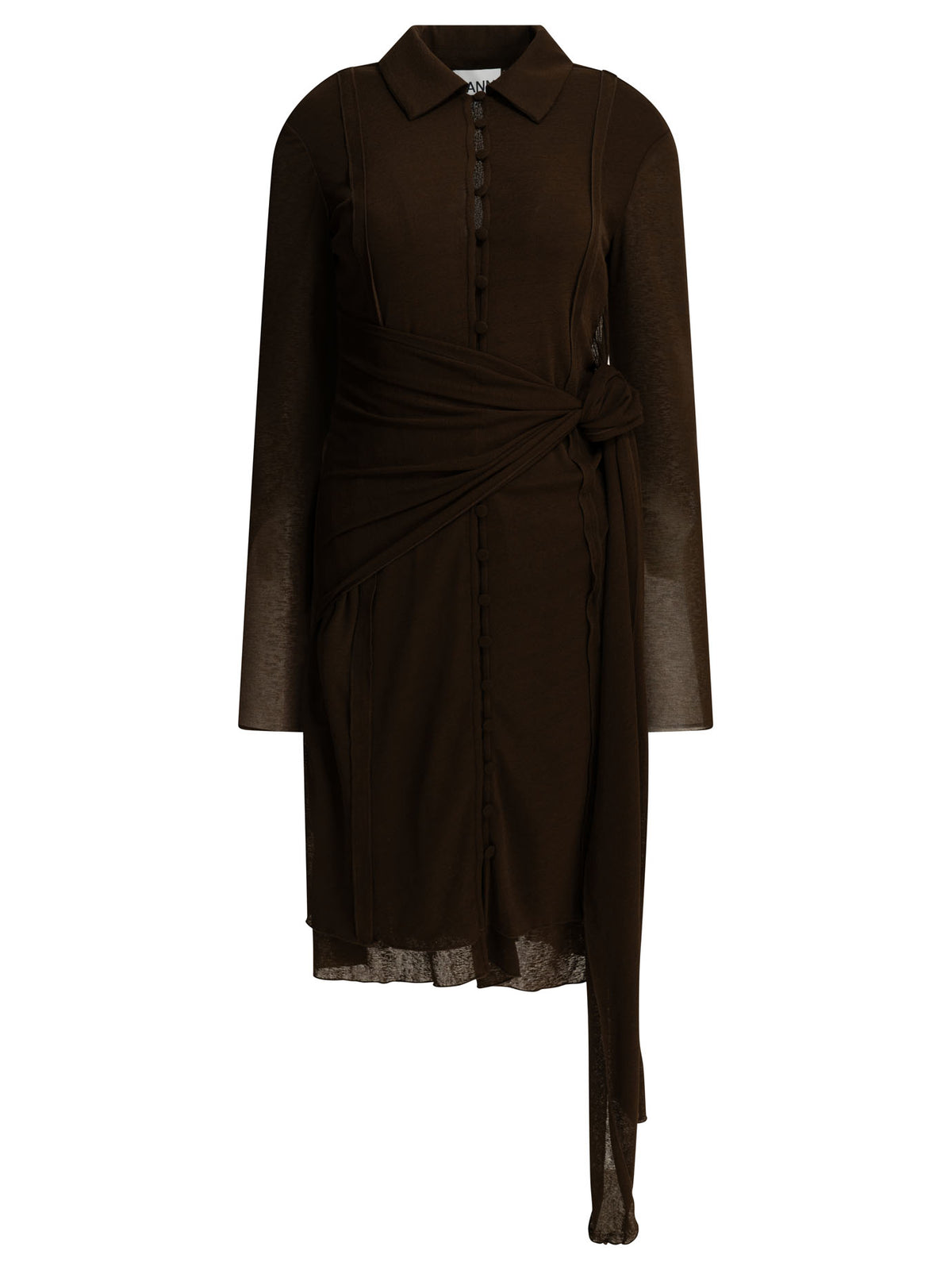 Ganni Short chemise dress - Brown