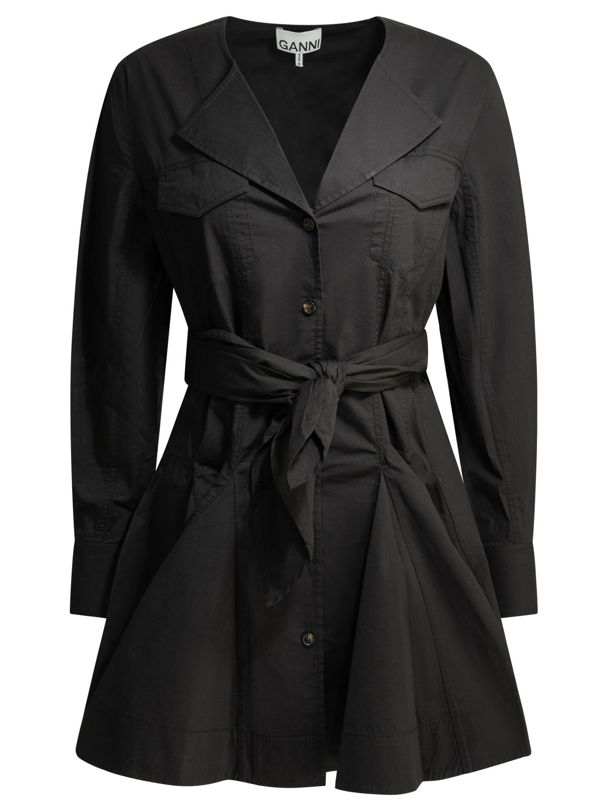Ganni Short chemise dress - Black