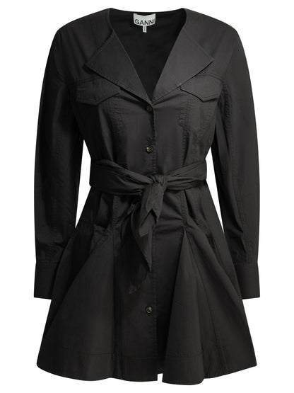 Ganni Short chemise dress - Black