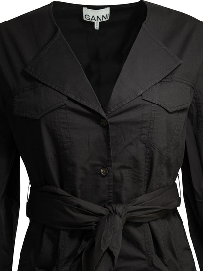 Ganni Short chemise dress - Black