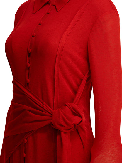 Ganni Long chemise dress - Red