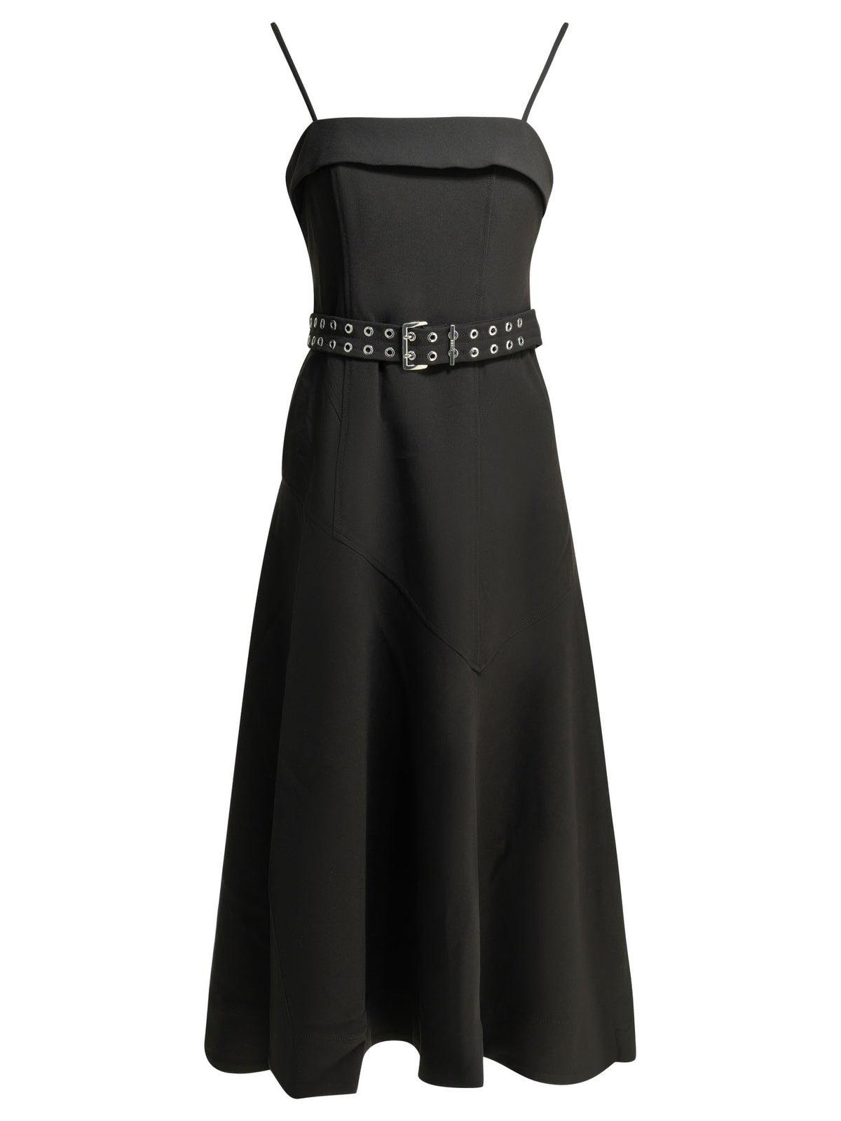 Ganni Long flared dress - Black