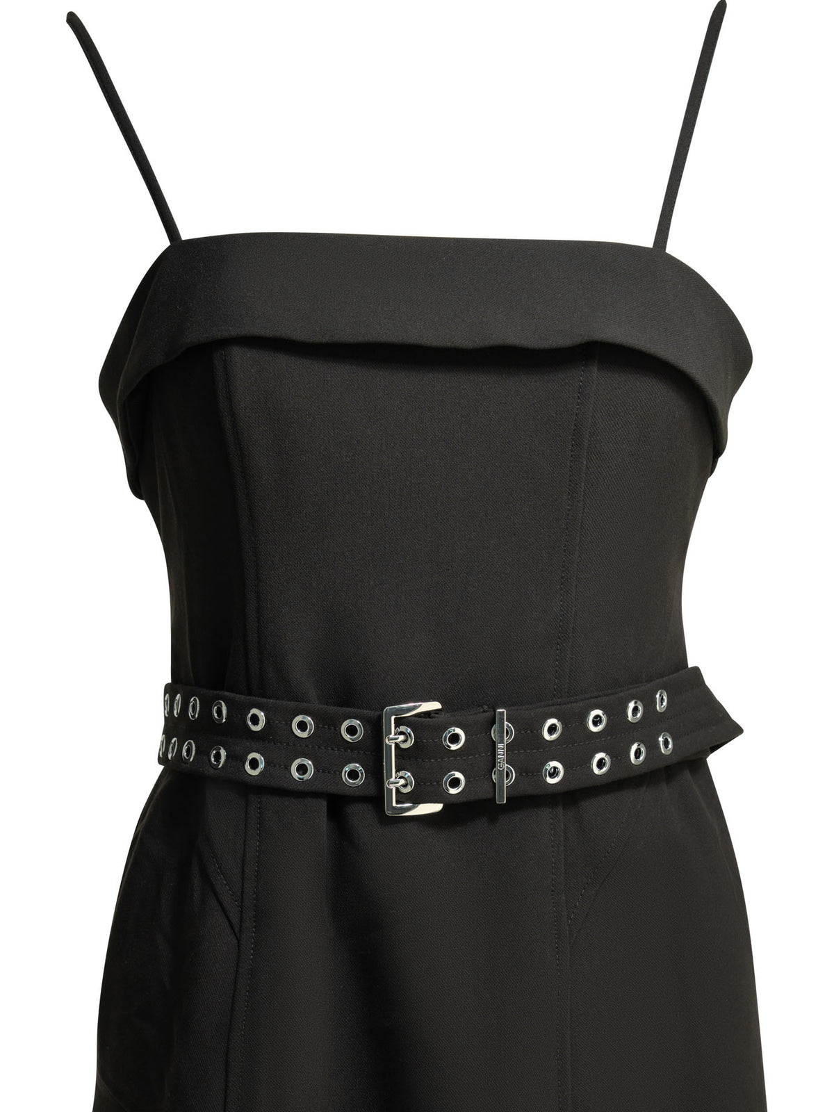 Ganni Long flared dress - Black