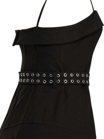 Ganni Long flared dress - Black