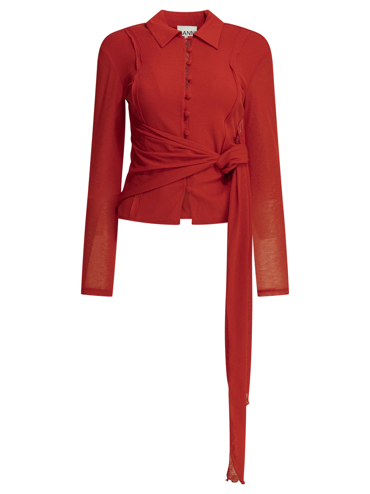 Ganni Polo shirt with buttons - Red