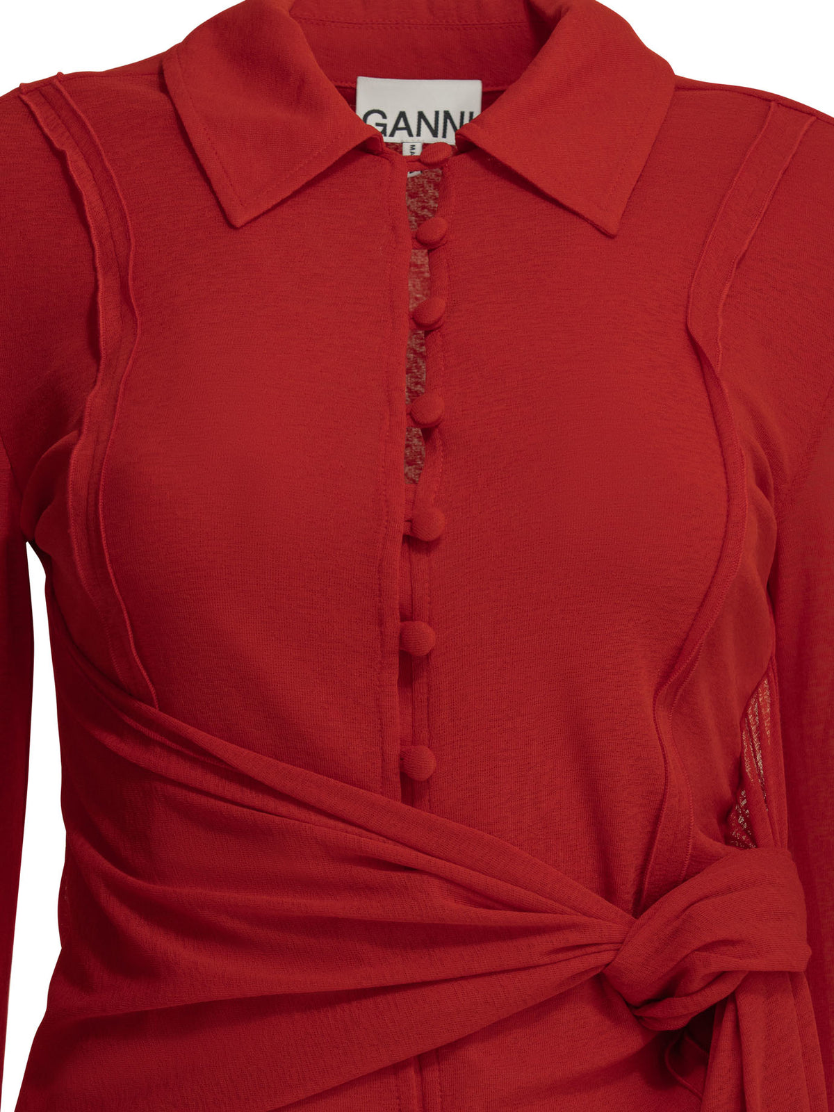 Ganni Polo shirt with buttons - Red