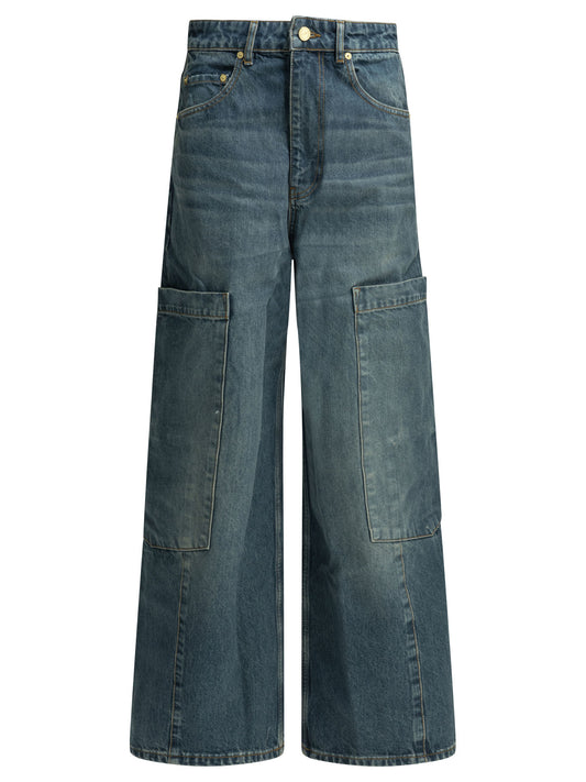 Ganni "Baggy Cargo" wide leg jeans - Blue