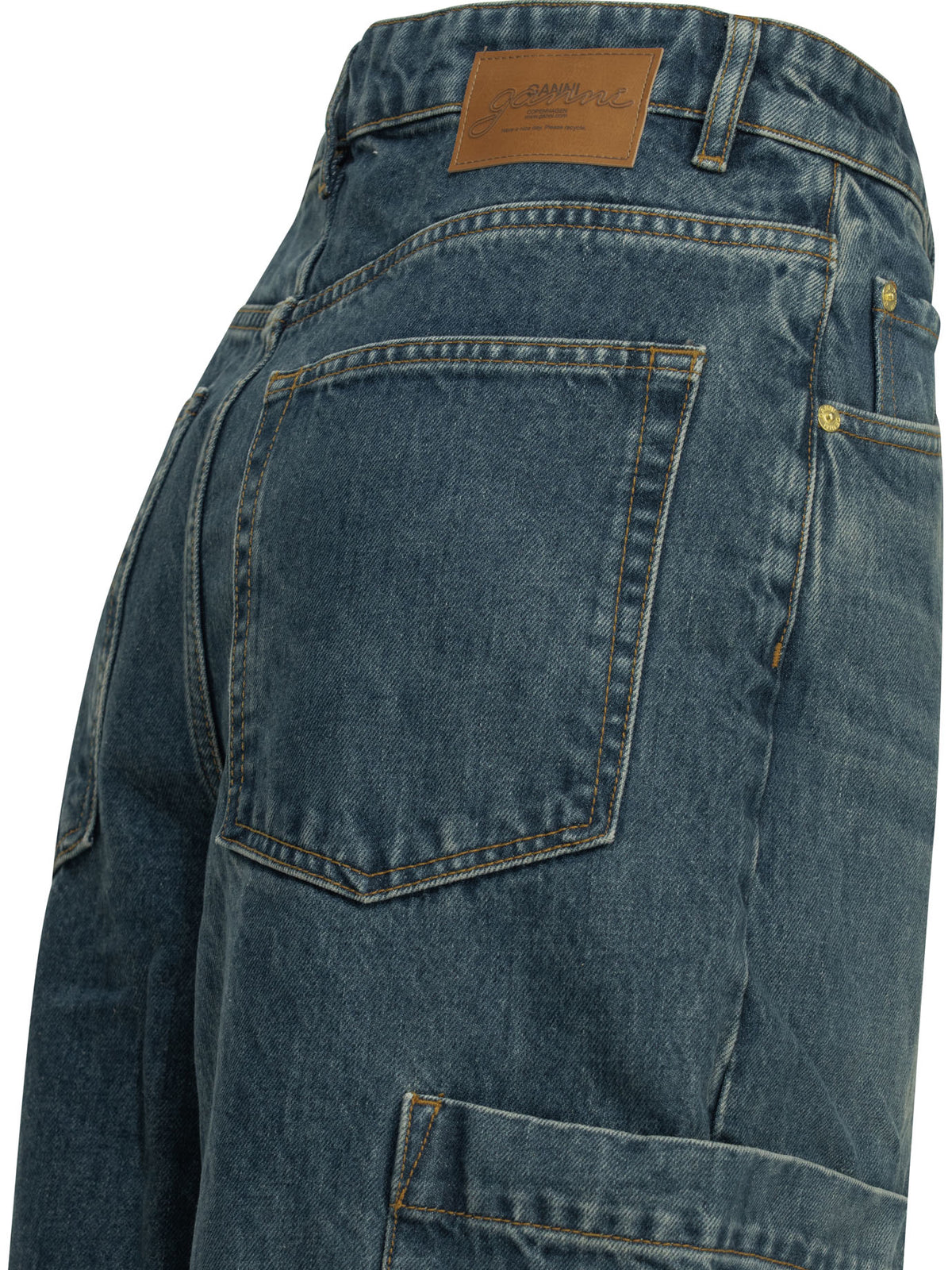 Ganni "Baggy Cargo" wide leg jeans - Blue